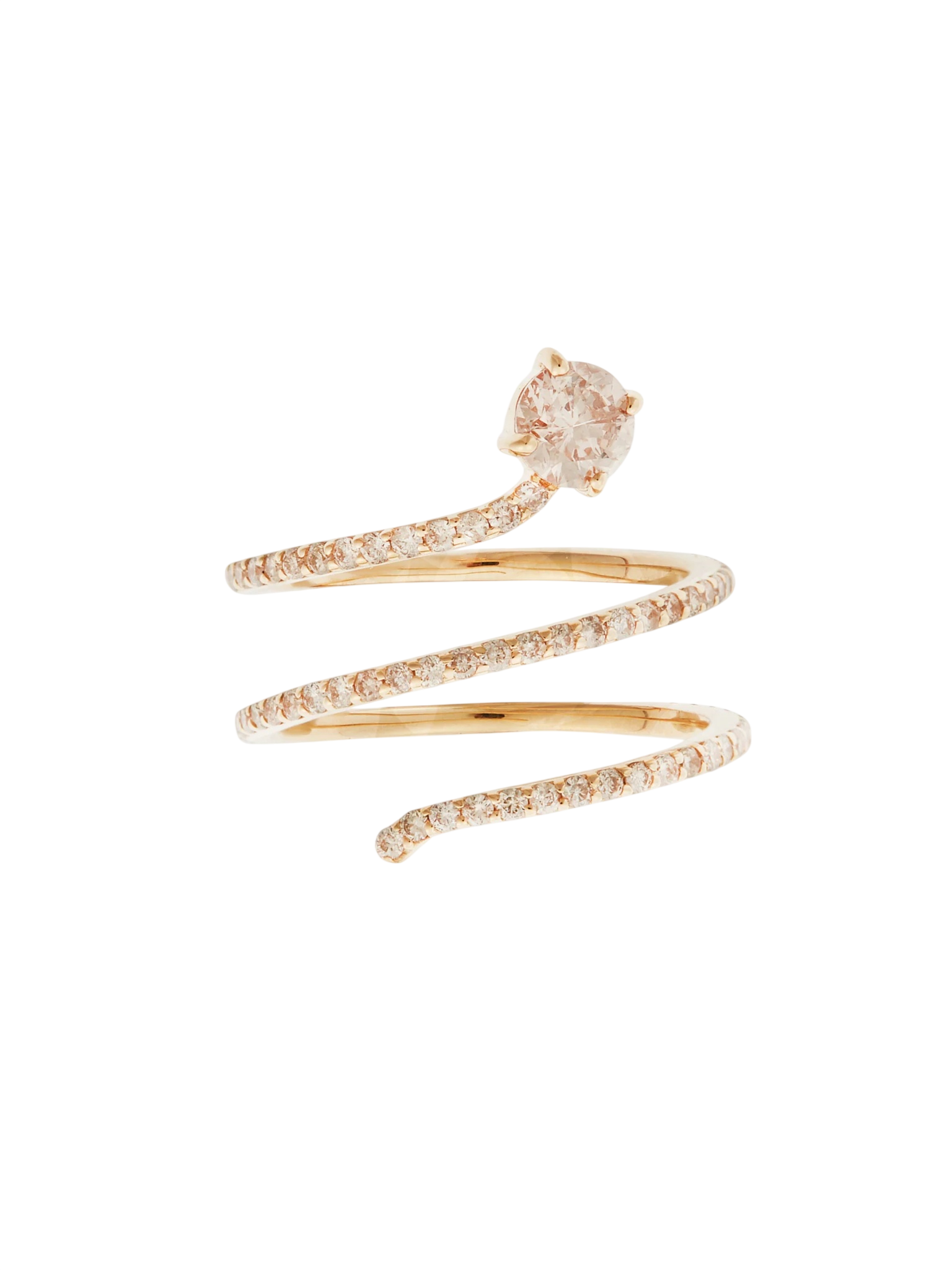 Grass Seed Spiral Ring With Champagne Diamonds